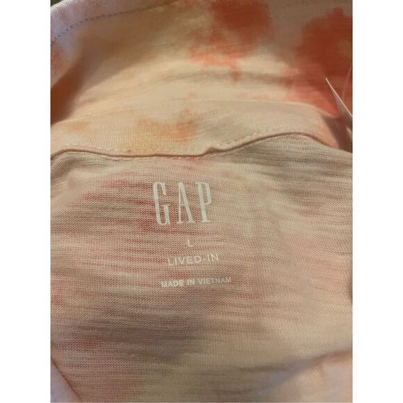 NWT Gap men’s Lived In Fading Peach Short Sleeve Cotton Shirt Size L - Picture 5 of 6